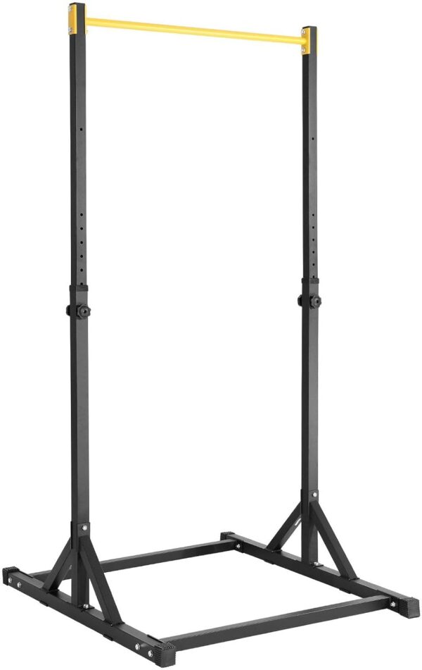 Pull Up Bar Station, Multi-Function Dip Station with 8-Level Adjustable Height, Heavy Duty Strength Training Fitness Equipment for Home Gym Workout, 330LBS Loading, Black & Yellow