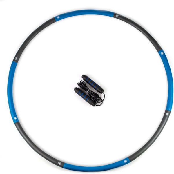 Weighted Hula Hoop - 35” Diameter, 2lb Exercise Hula Hoop with Soft Padding - 8 Section Detachable Fitness Hula Hoop with Free Jump Rope & Exercise Ebook - Hula Hoops for Adults & Kids
