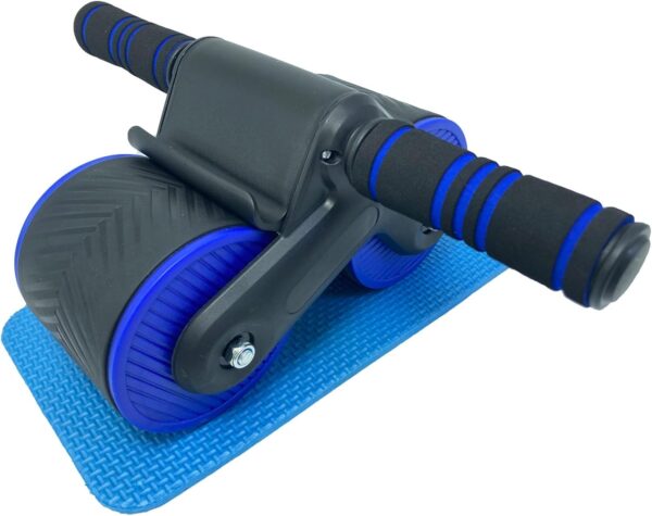 AUTOMATIC REBOUND ABDOMINIUM ROLLER: Automatic rebound abdominal roller for exercise with knee pads, dual wheel balance design and cell phone holder, suitable for outdoor, home, office, gym, in the home gym using abdominal fitness roller for abdominal muscle workout, can enhance the muscle strength, specially designed for men and women