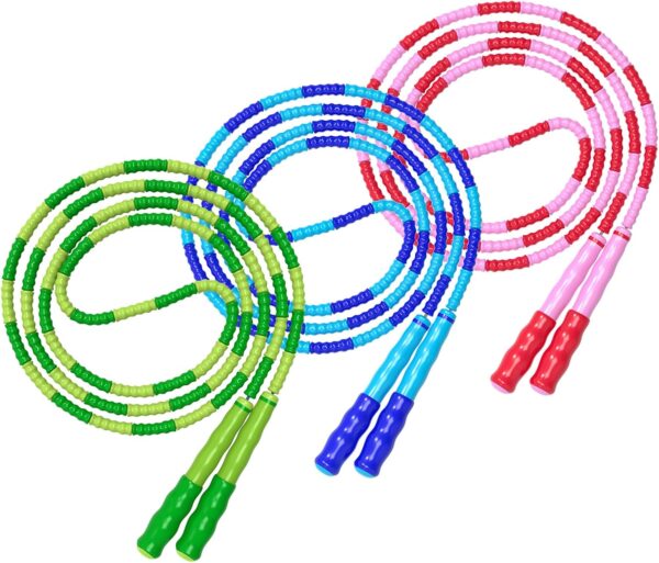 Jump Rope, Adjustable Length Tangle-Free Segmented Soft Beaded Skipping Rope, Fitness Jump Rope for Kids, Man, and Women Weight Loss 9.2 Feet