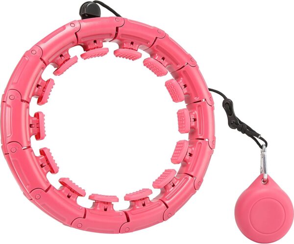 Enhance Your Workout with  Smart Hula Ring Hoops - 24 Detachable Weighted Rings, 360° Auto-Spinning Ball - Perfect for Gymnastics, Massage, Adult Fitness, Pink