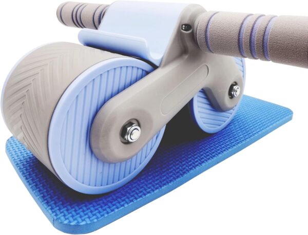 AUTOMATIC REBOUND ABDOMINIUM ROLLER: Automatic rebound abdominal roller for exercise with knee pads, dual wheel balance design and cell phone holder, suitable for outdoor, home, office, gym, in the home gym using abdominal fitness roller for abdominal muscle workout, can enhance the muscle strength, specially designed for men and women